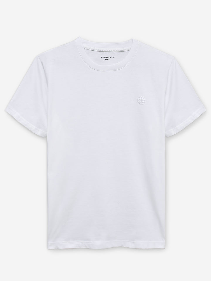 White 100% Combed Cotton Crew Neck T-Shirt Brumano Pakistan
