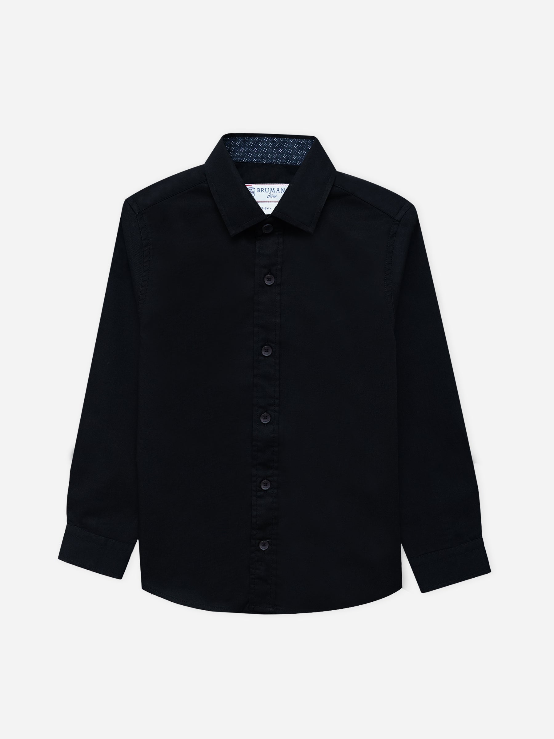 Black Satin Formal Shirt - Junior | Brumano Pakistan Black Satin Formal Shirt - Junior | Brumano Pakistan