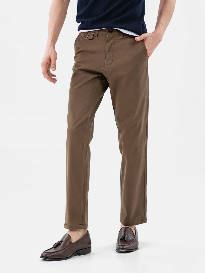 Brown Structured Casual Fit Chinos Brumano Pakistan