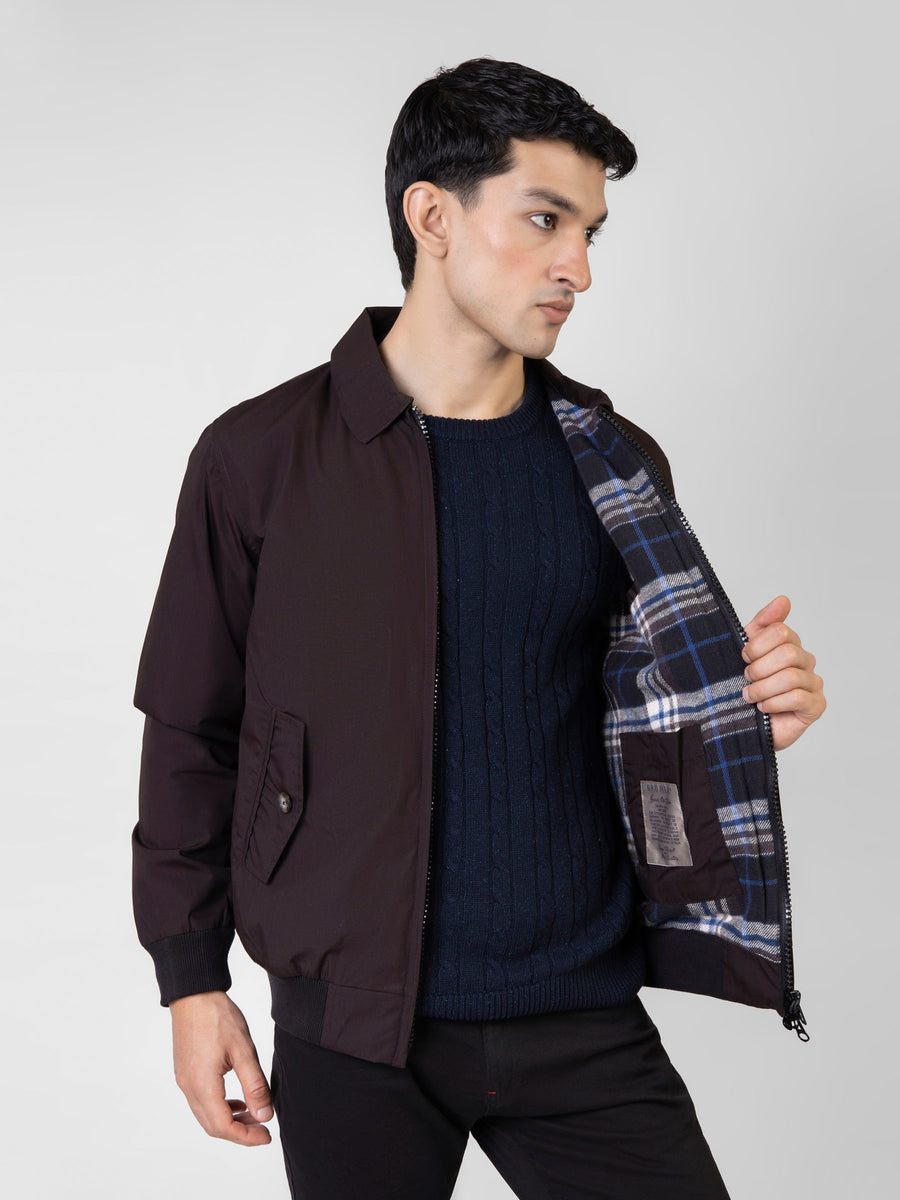 Relaxed Herringbone Twill Harrington Jacket