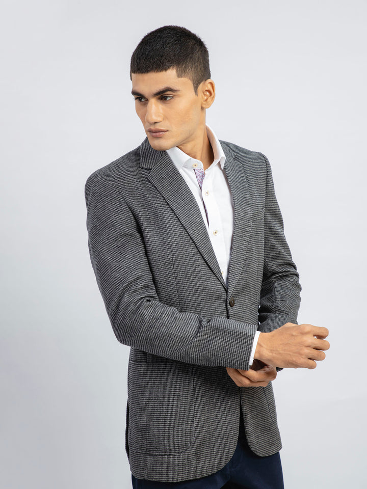Dark Grey Checkered Wool Blazer Brumano Pakistan