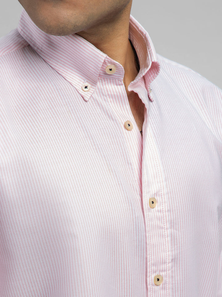 Light Pink Oxford Striped Shirt Brumano Pakistan