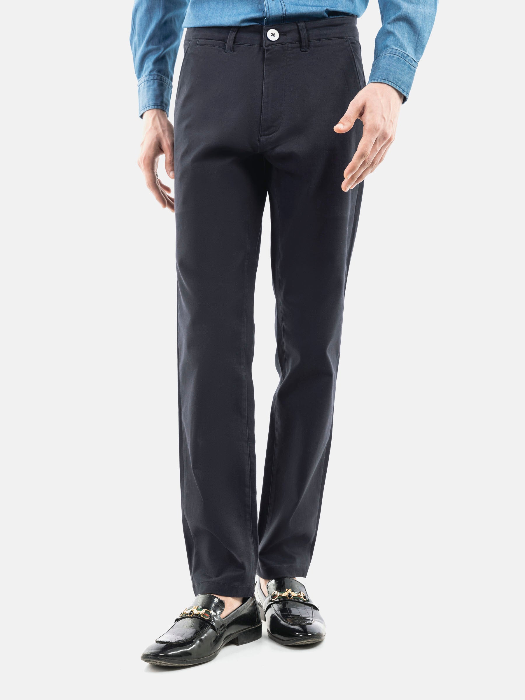 Navy Blue Basic Casual Fit Chinos – Brumano