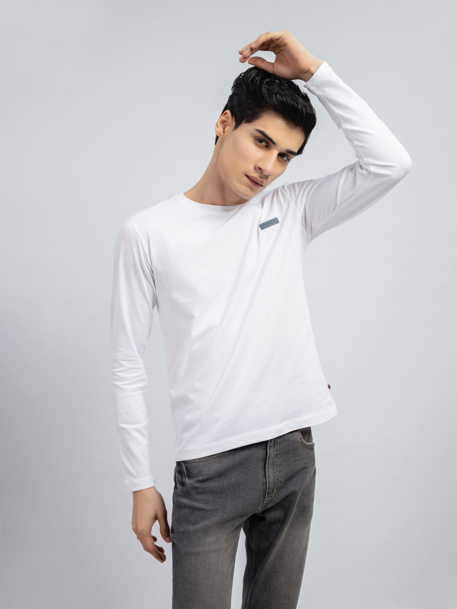 White Long Sleeve Crew Neck T Shirt