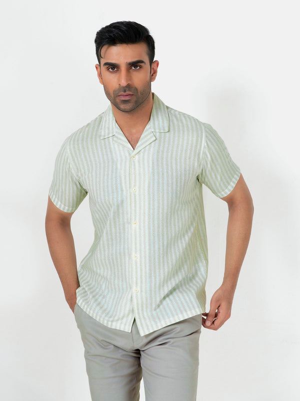 Light Green Half Sleeve Cuban Collar Shirt Brumano Pakistan