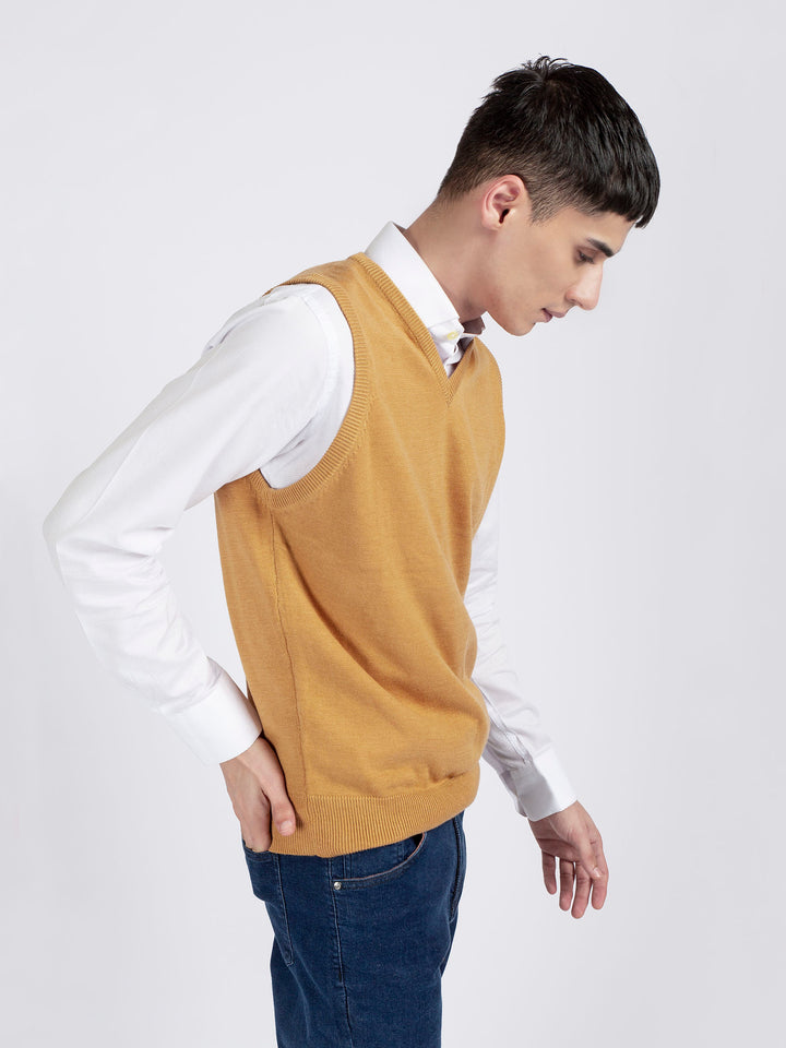Mustard Wool Blended Sleeveless Sweater Brumano Pakistan