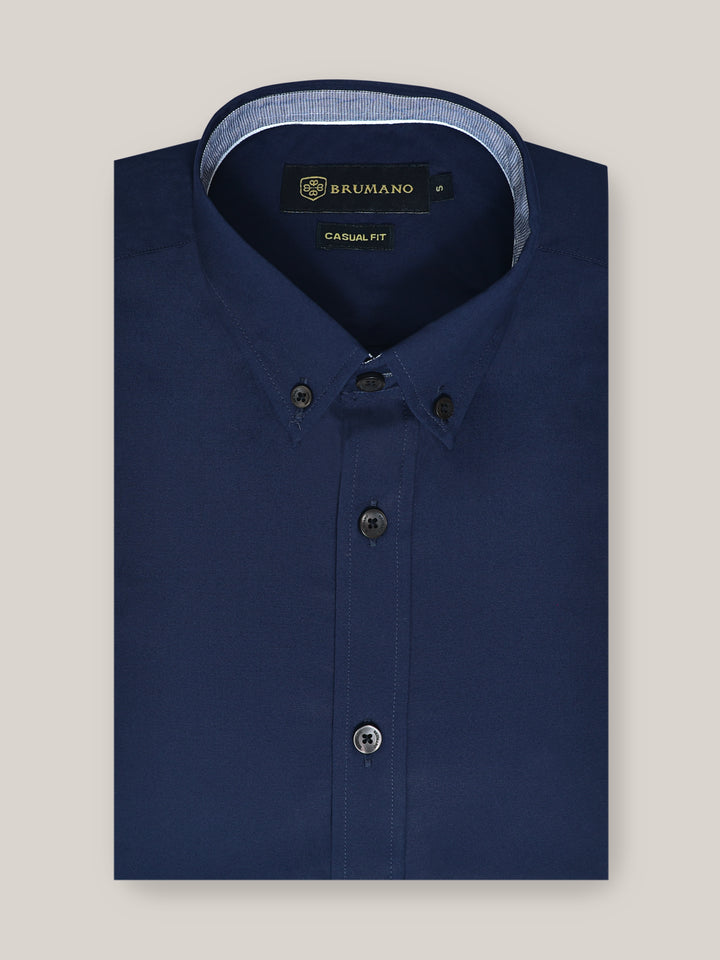 Navy Blue Button Down Shirt With Collar Detailing Brumano Pakistan