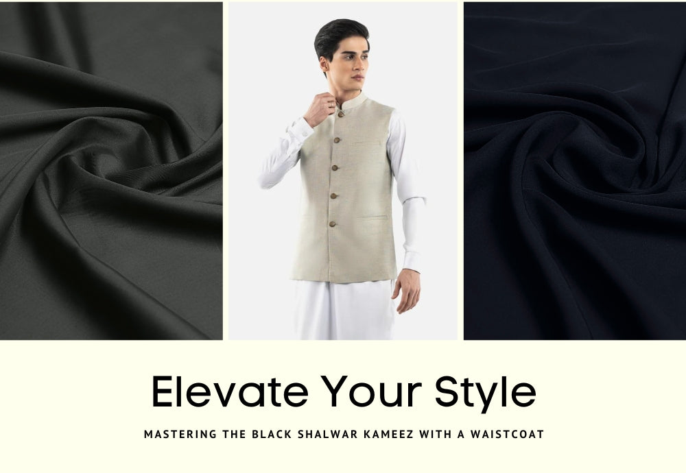 Elevate your style: mastering the black shalwar kameez with a waistcoat