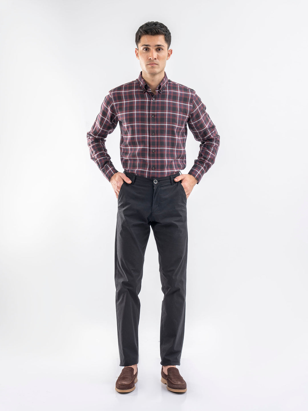 Burgundy Light Weight Checkered Shirt