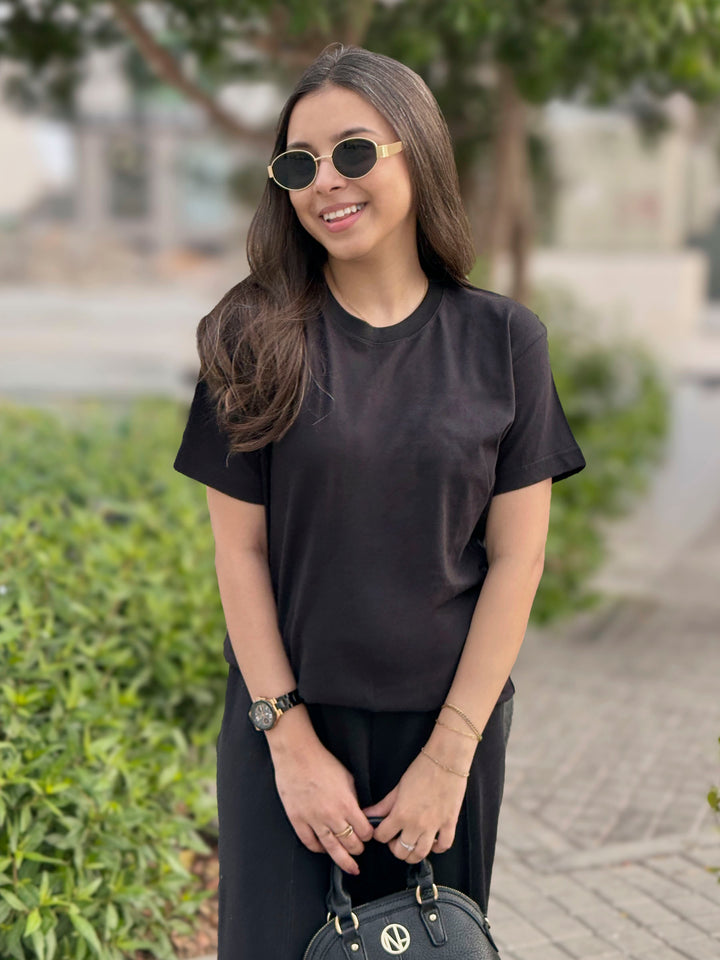 Black 100% Cotton Basic Tee - Women
