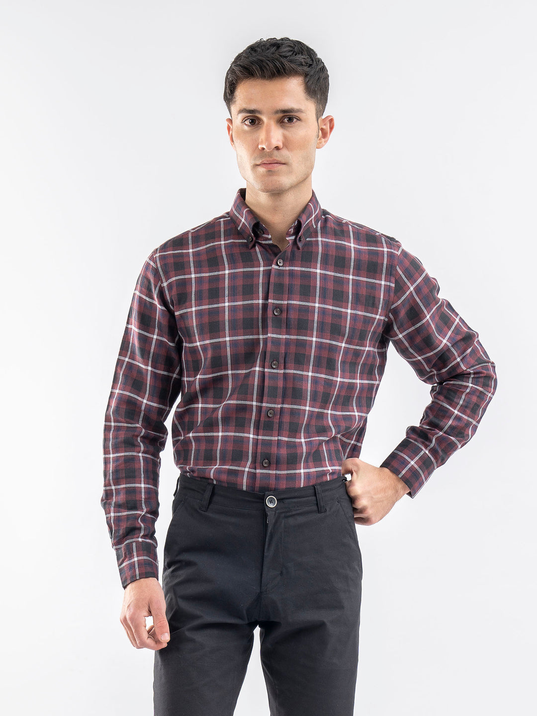 Burgundy Light Weight Checkered Shirt