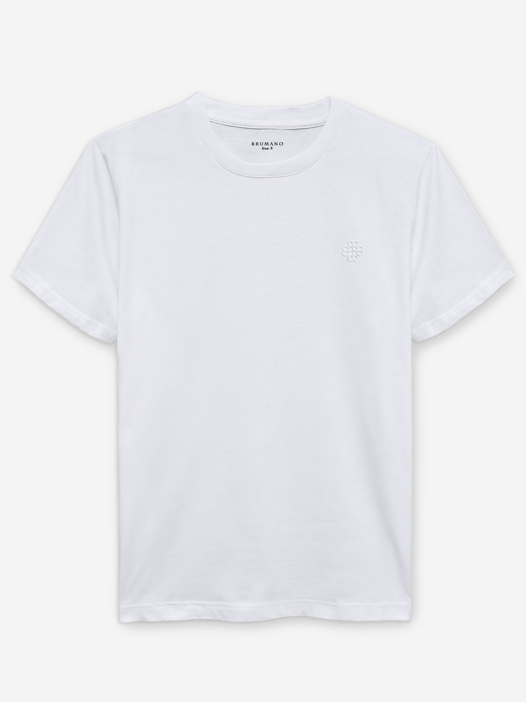 White 100% Combed Cotton Crew Neck T-Shirt Brumano Pakistan
