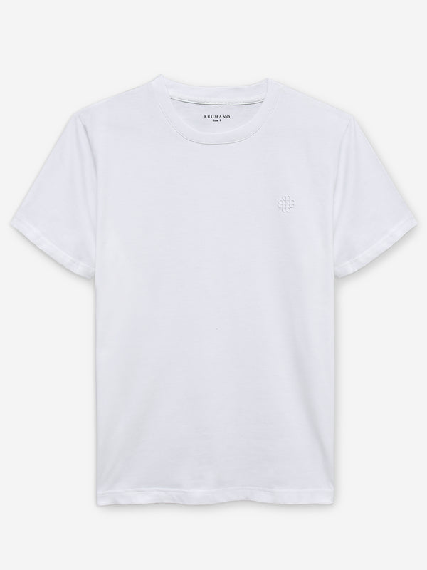 White 100% Combed Cotton Crew Neck T-Shirt
