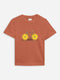 Rusty Orange 'Bicycle' Printed Casual T-Shirt