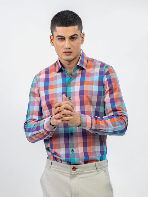 Purple Multi Color Checkered Shirt