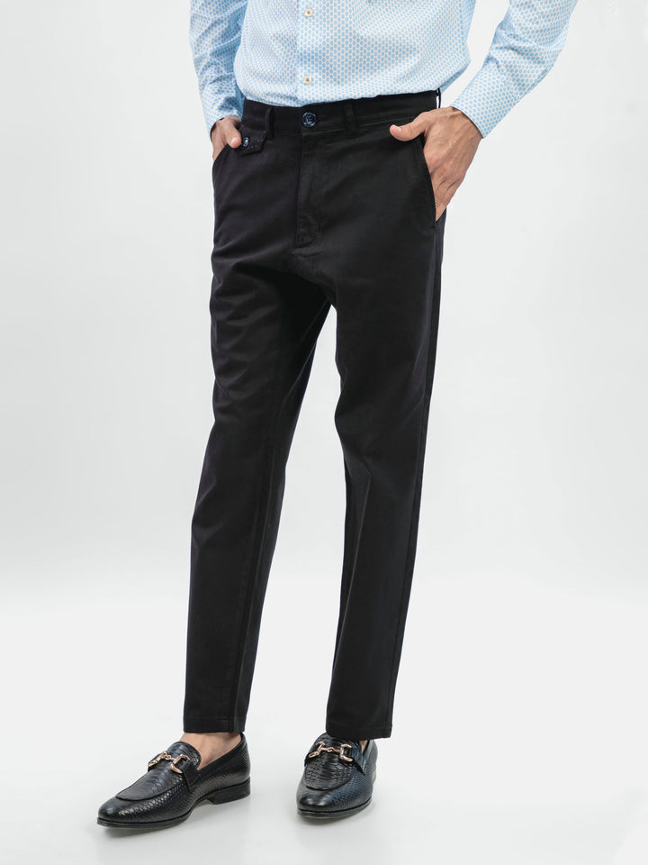 Black Structured Casual Fit Chinos Brumano Pakistan