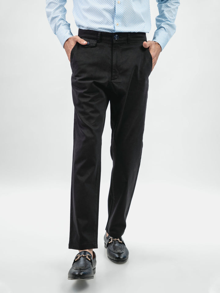 Black Structured Casual Fit Chinos Brumano Pakistan
