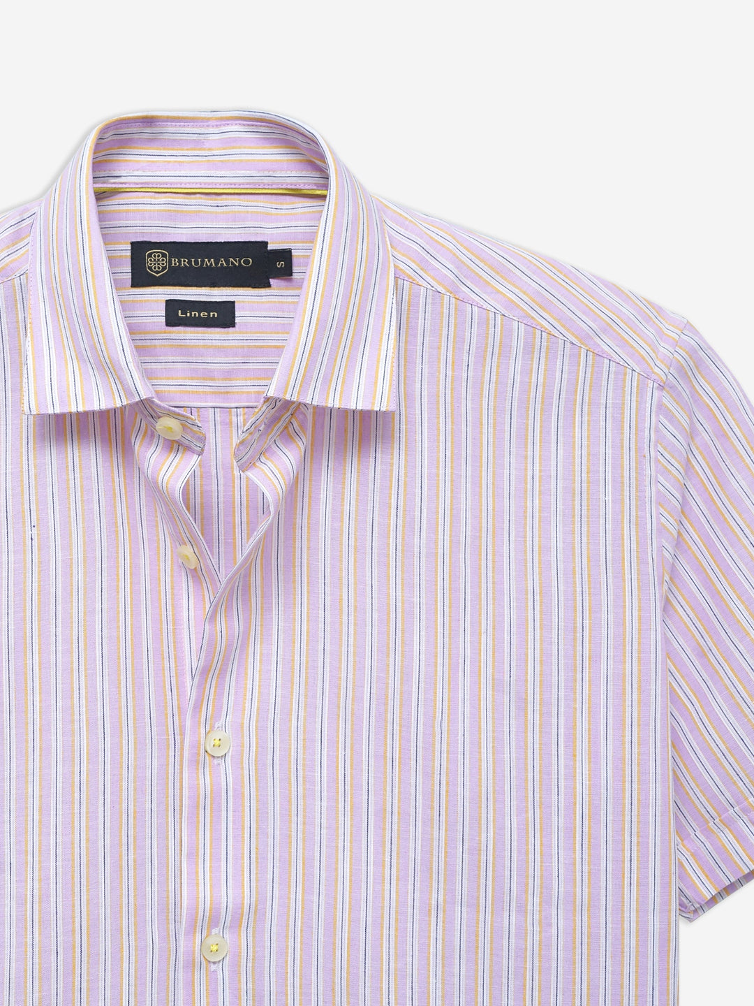Pink Linen Striped Half Sleeve Shirt