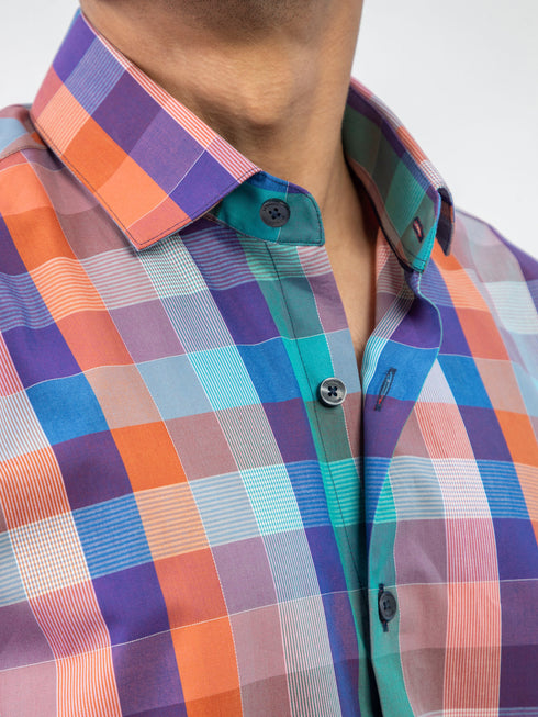 Purple Multi Color Checkered Shirt