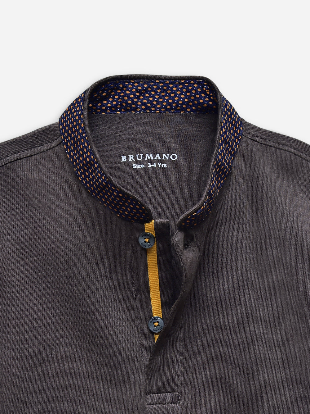 Brown pima cotton mao collar casual polo brumano pakistan 