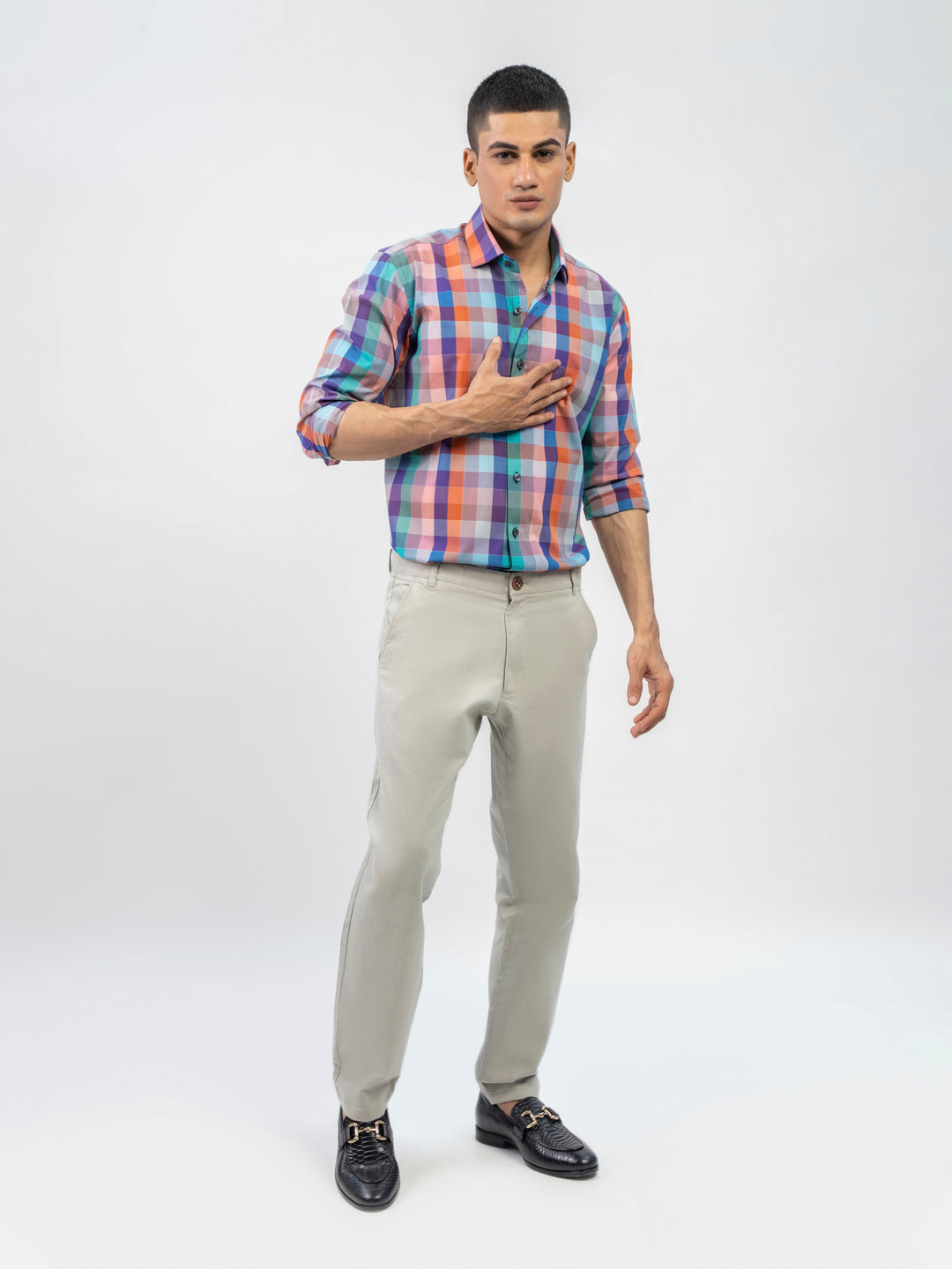 Purple Multi Color Checkered Shirt