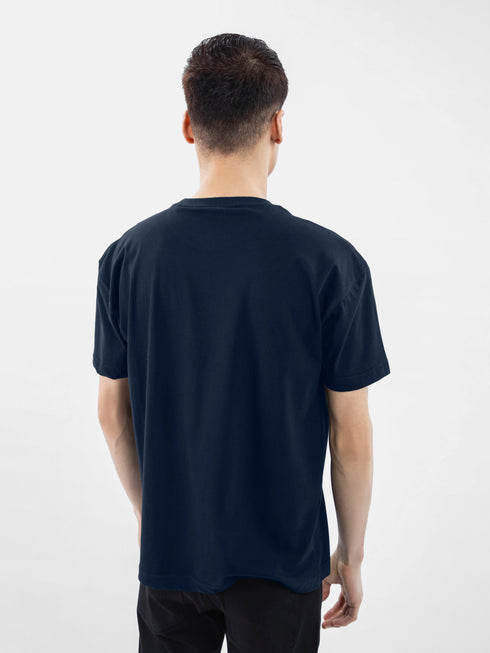 Navy Blue Over-Sized Printed T-Shirt