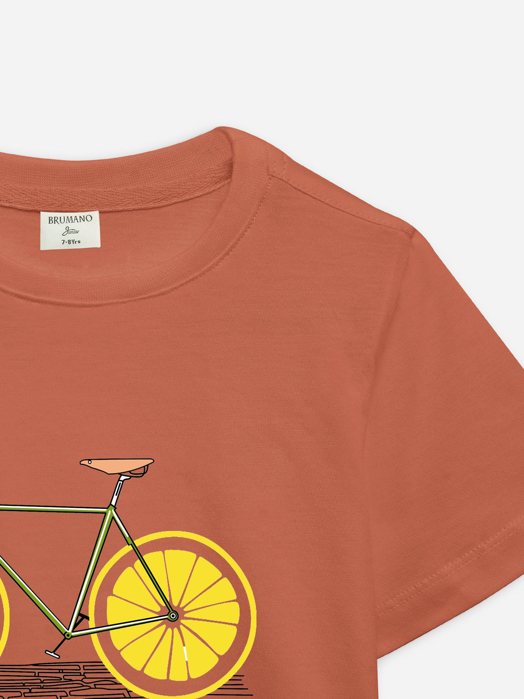 Rusty Orange 'Bicycle' Printed Casual T-Shirt