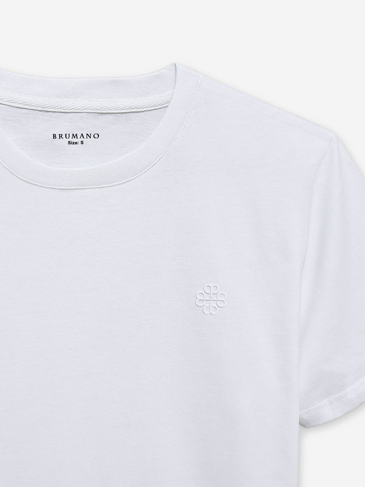 White 100% Combed Cotton Crew Neck T-Shirt Brumano Pakistan