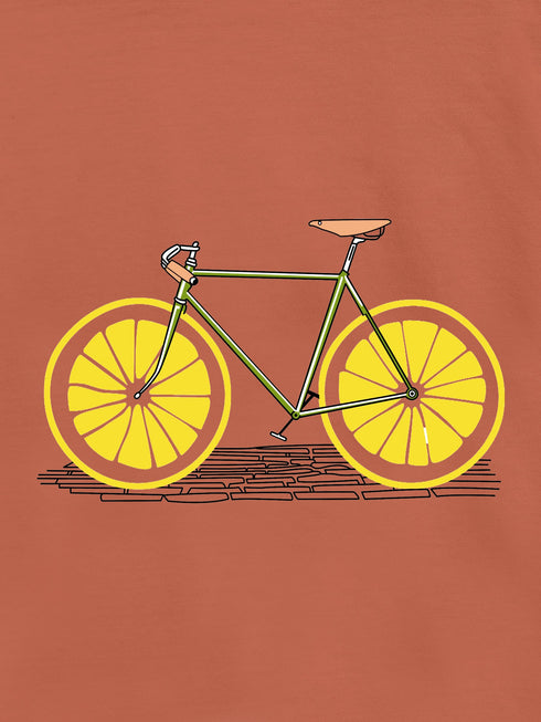 Rusty Orange 'Bicycle' Printed Casual T-Shirt