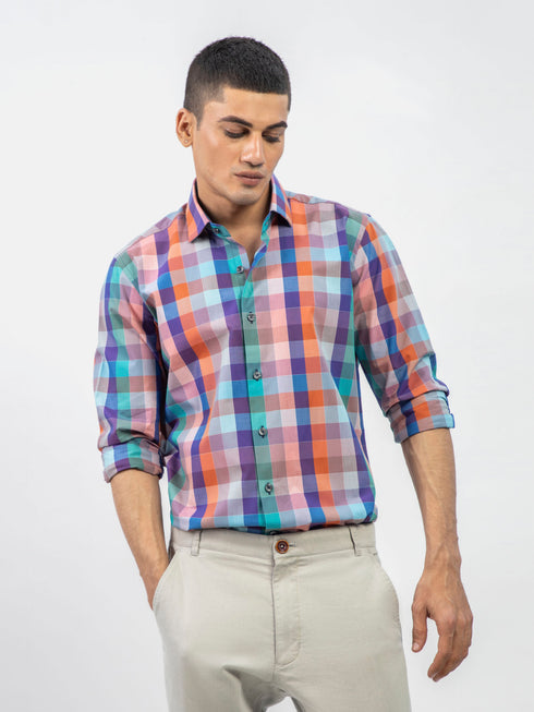 Purple Multi Color Checkered Shirt