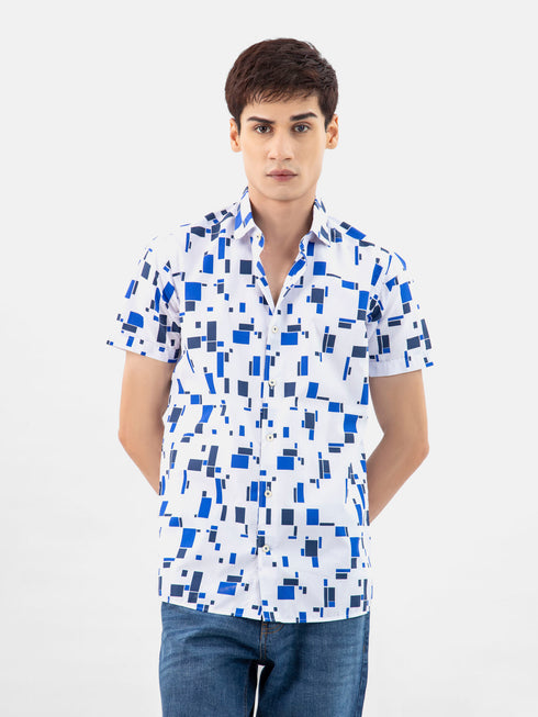 Blue Abstract Printed Half Sleeve Shirt