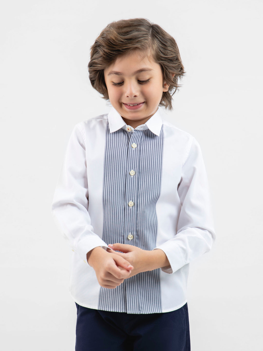 White Formal Shirt With Contrasting Front