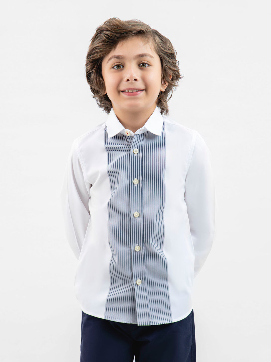 White Formal Shirt With Contrasting Front