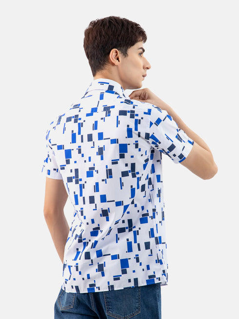 Blue Abstract Printed Half Sleeve Shirt