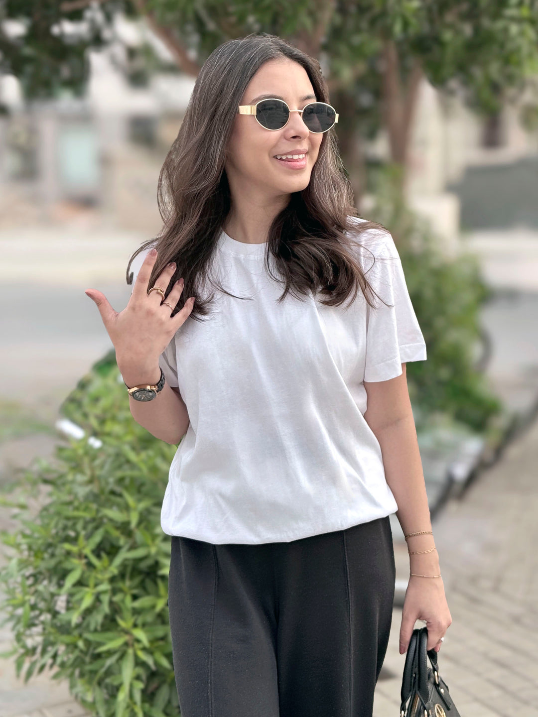 White 100% Cotton Basic Tee - Women