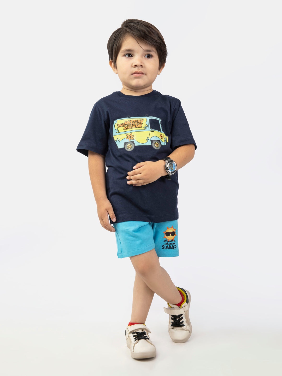 Aqua Blue Knitted Casual Shorts