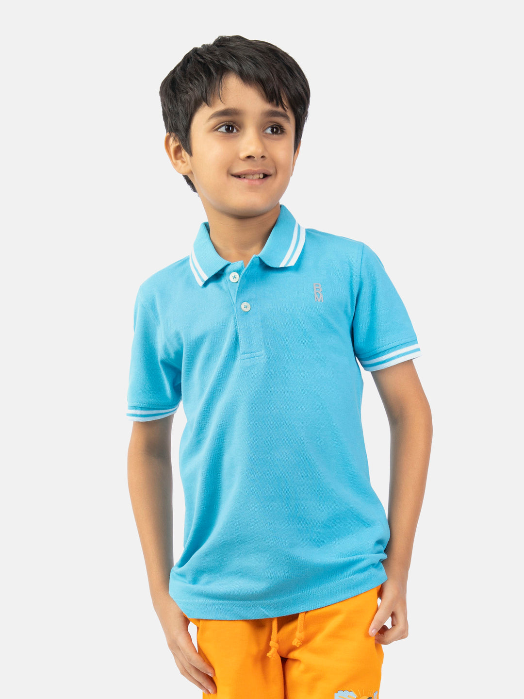 Aqua Blue Pique Casual Tipped polo