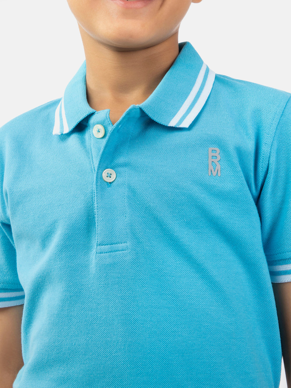 Aqua Blue Pique Casual Tipped polo