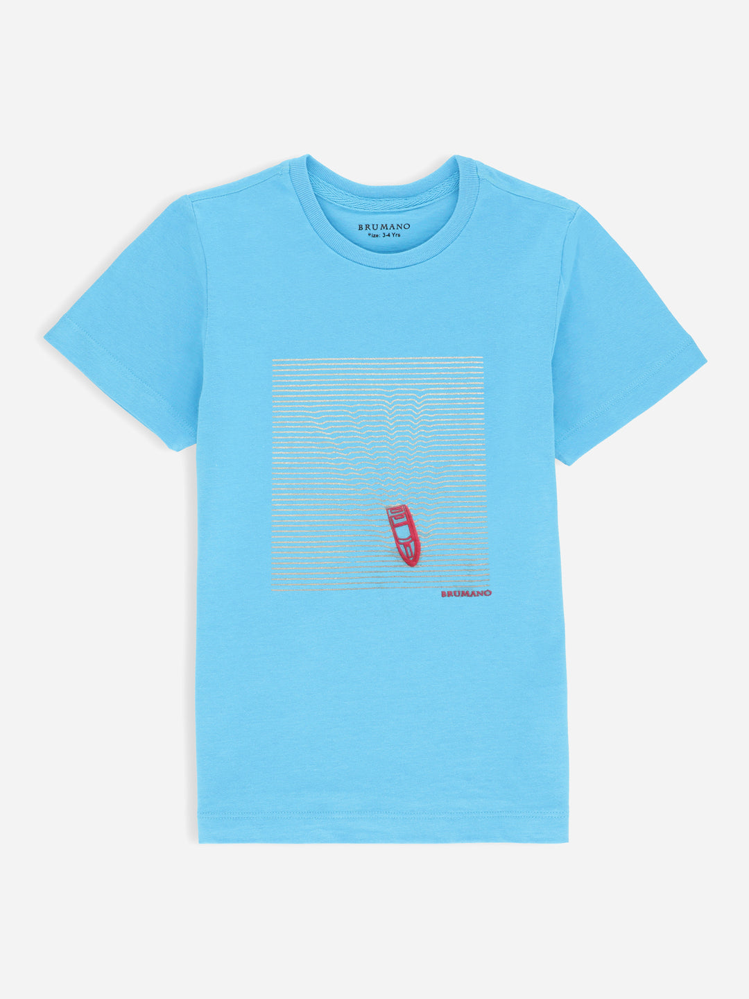 Aqua blue printed  'boat' casual tee brumano pakistan