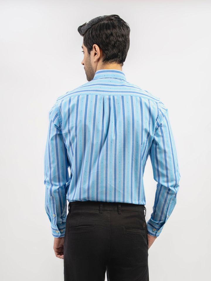 Aqua Blue Striped Button Down Shirt Bumano Pakistan