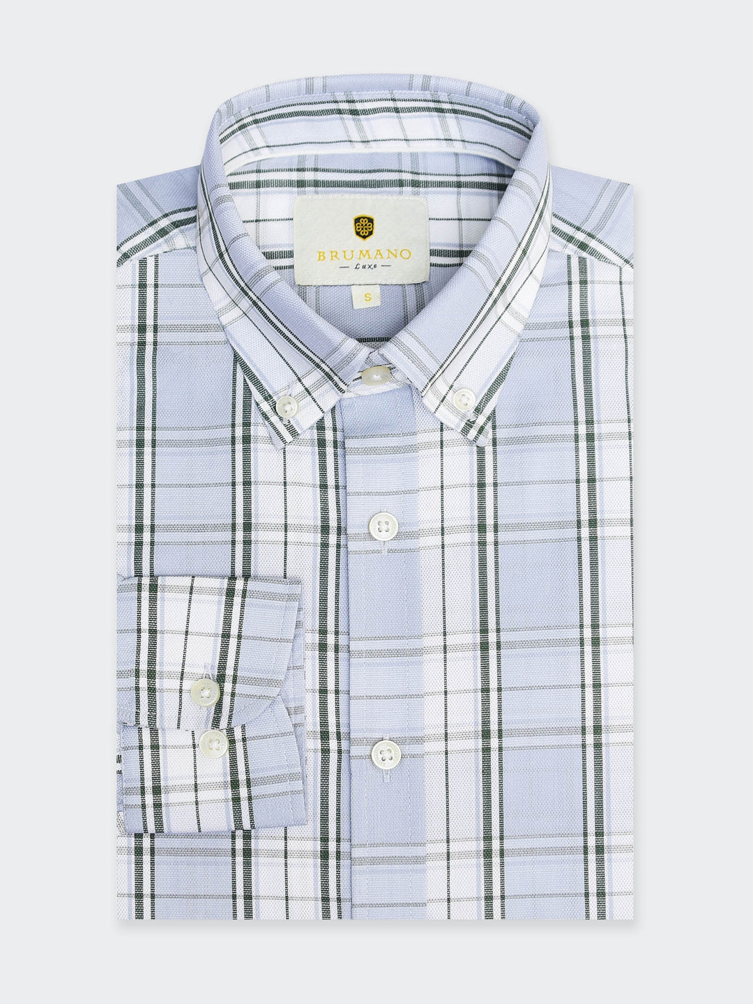 Ash Blue Large Checkered Button Down Shirt - Luxe