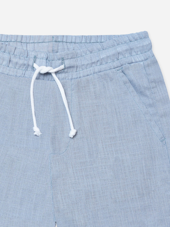 Ash Blue Linen Casual Shorts - Junior
