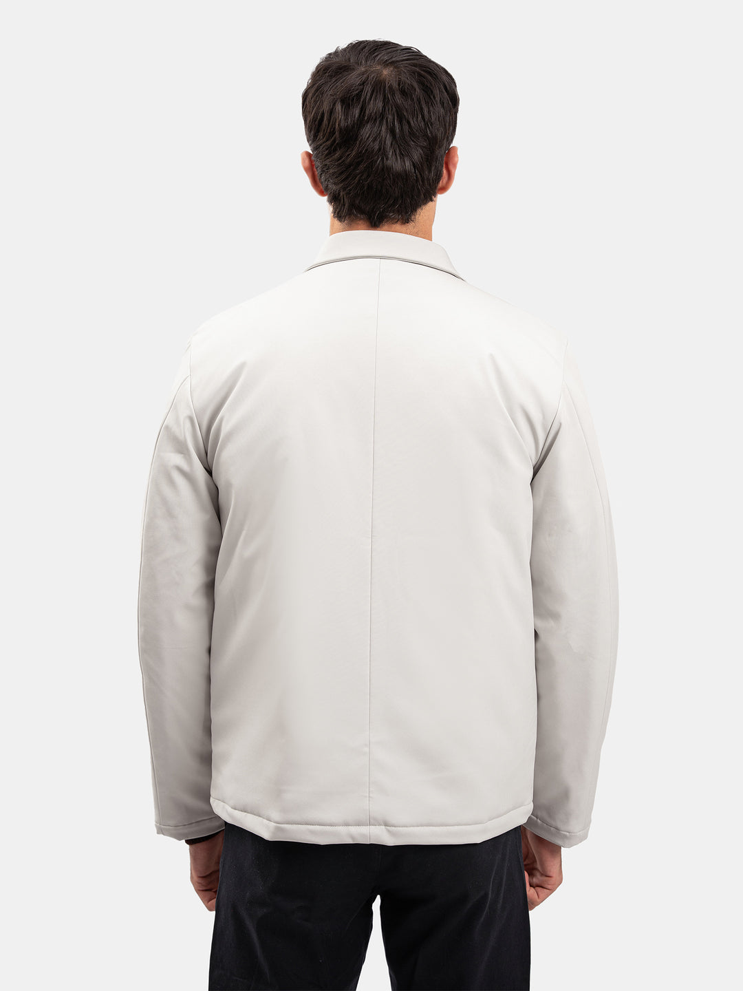 Ash White Quilted Formal Jacket With Collar