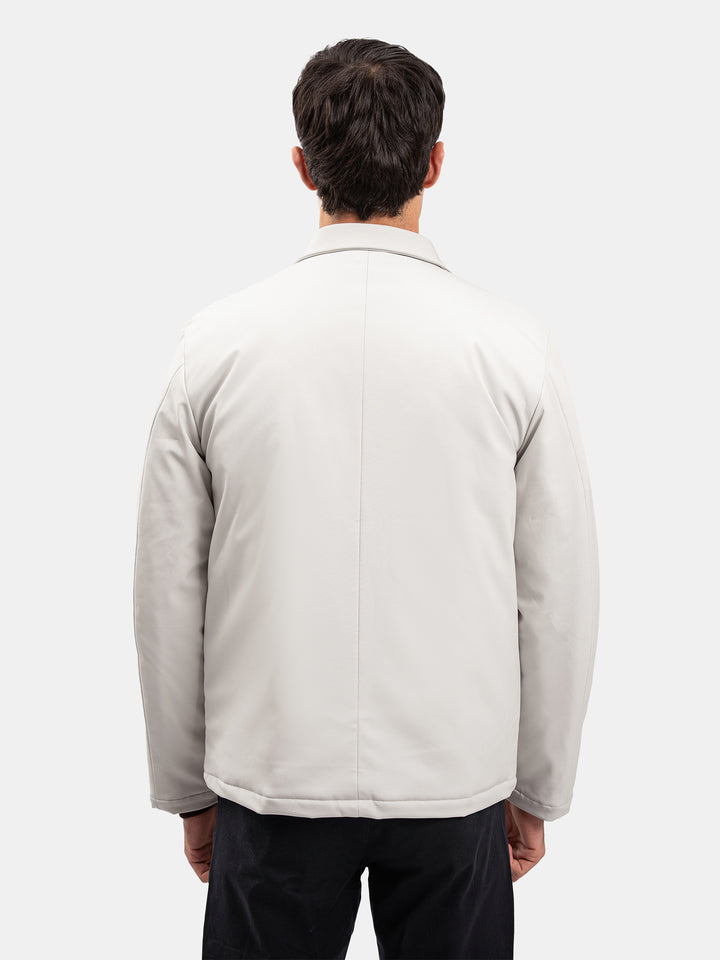 Ash White Quilted Formal Jacket With Collar