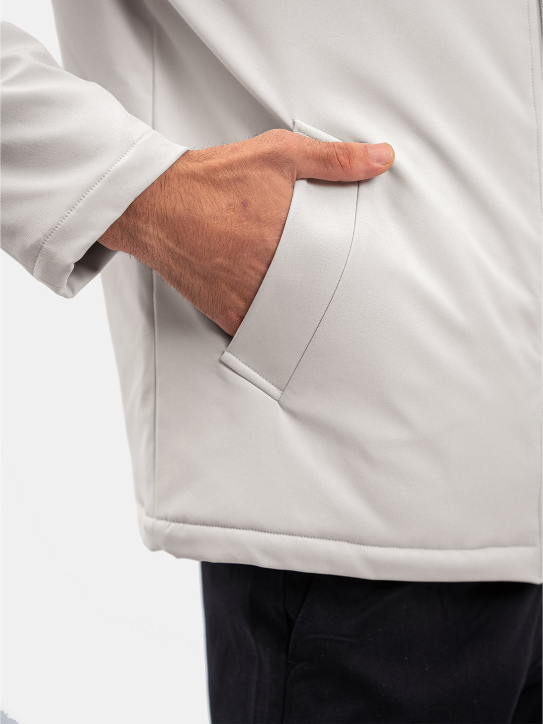Ash White Quilted Formal Jacket With Collar