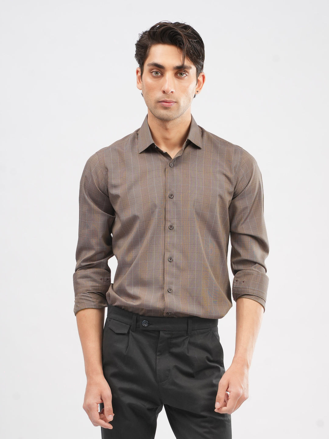 Auburn brown tartan plaid shirt brumano pakistan