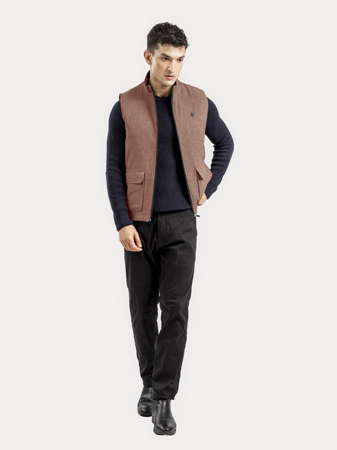 Auburn Brown Quilted Sleeveless Jacket