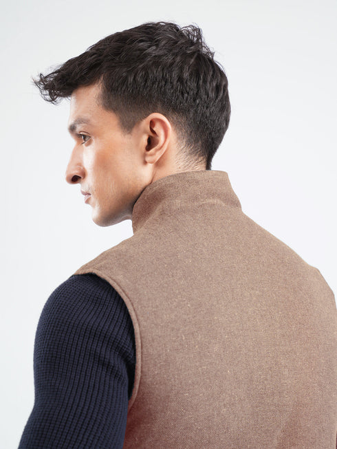 Auburn Brown Quilted Sleeveless Jacket