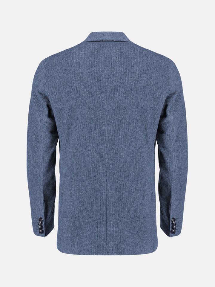 Blue Micro Gingham Wool & Cashmere Blended Blazer - Sartoria