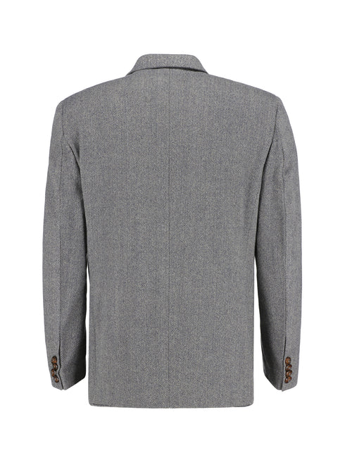 Black & Grey Herringone Wool & Cashmere Blazer - Sartoria